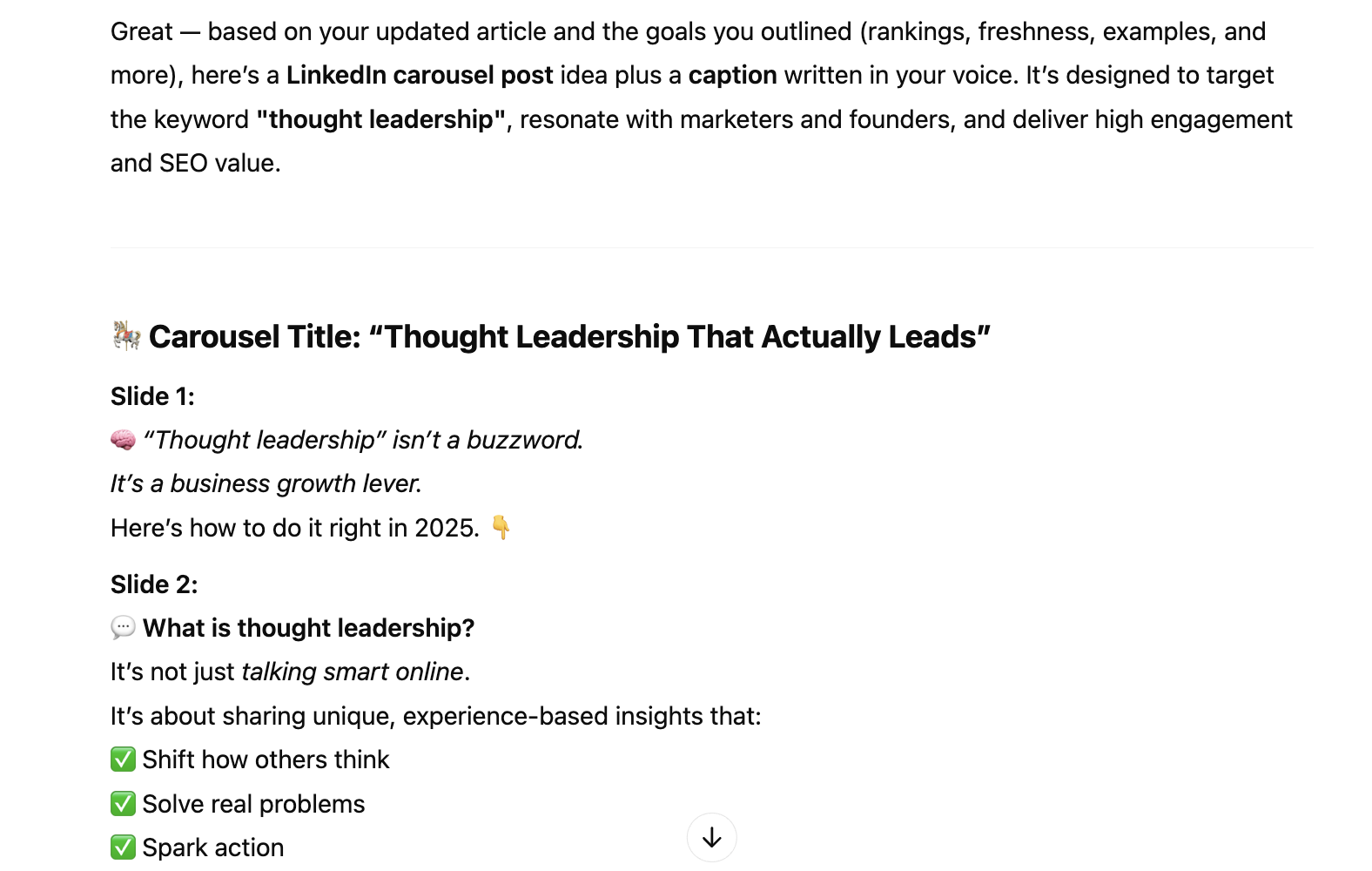Creating thought leadership content with AI