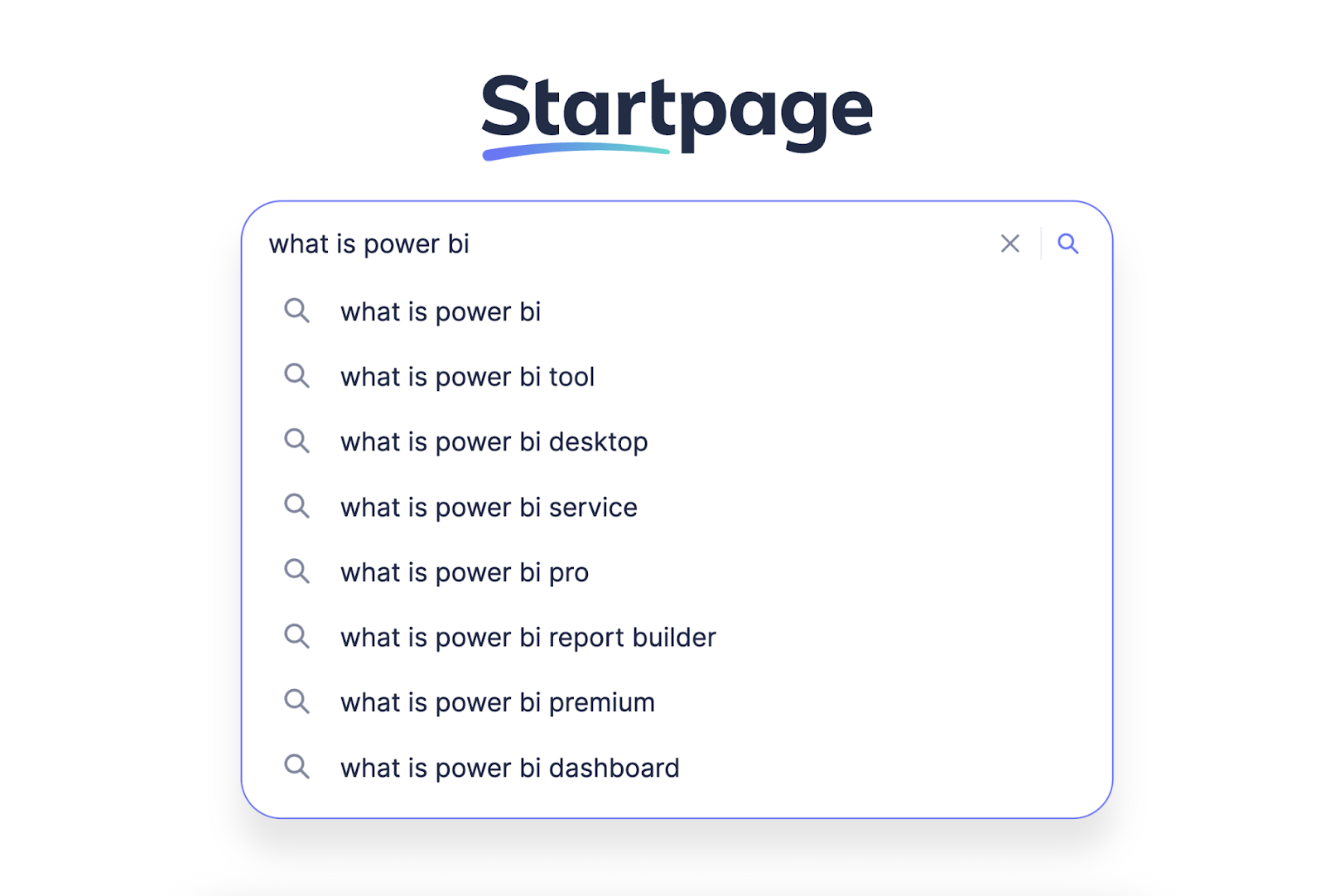 This alternative search engine has a similar homepage to Google, with a single search bar and autocomplete suggestions.