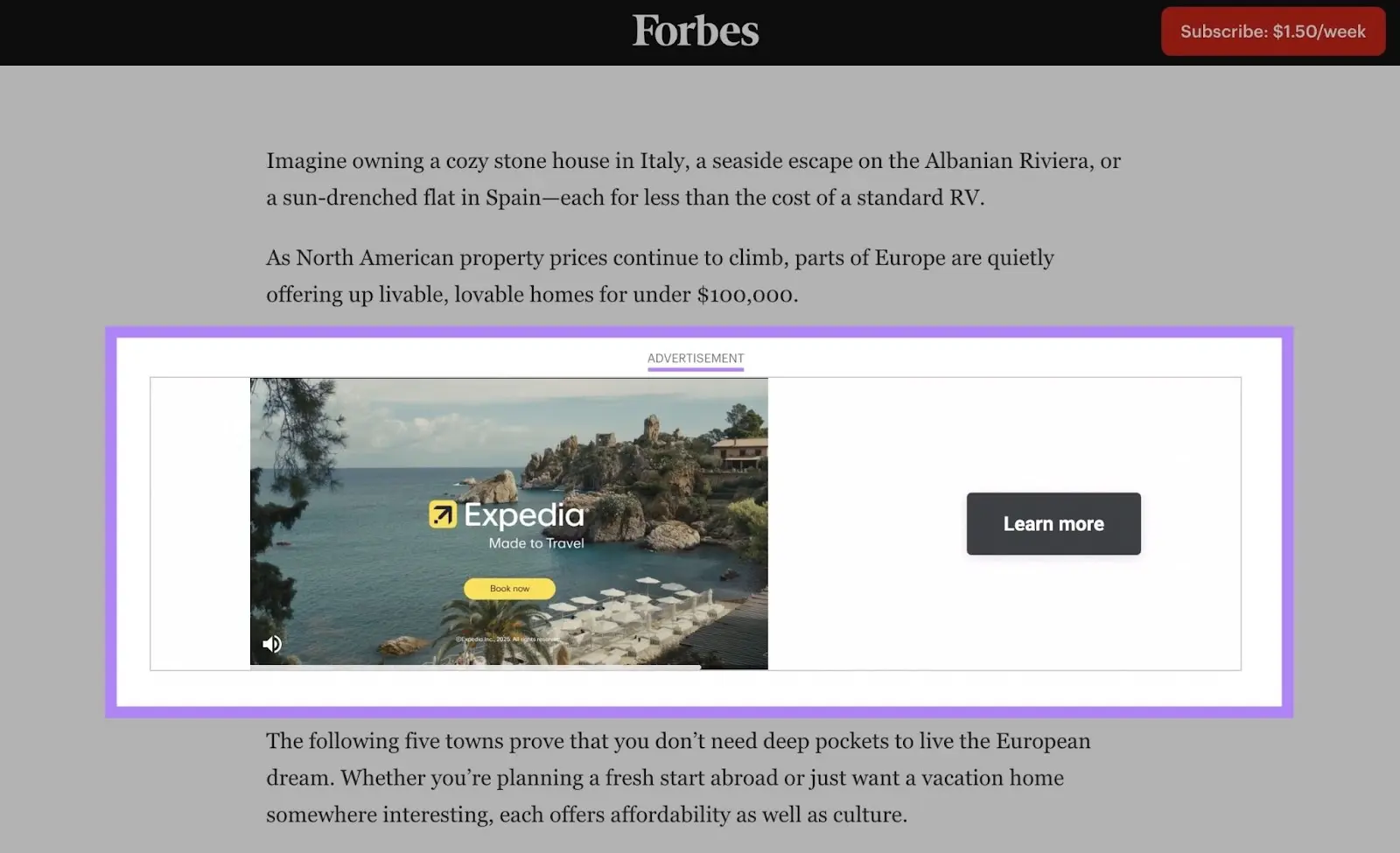 In-article ad in Forbes.com article.